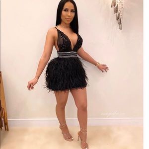 Feather mini dress